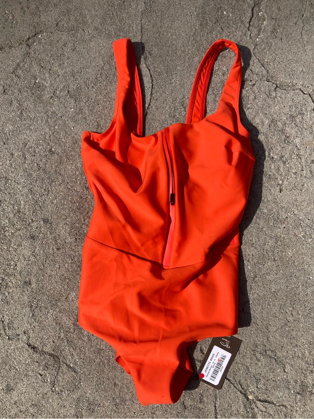 Lejaby Wave orange zip-front one piece bathingsuit